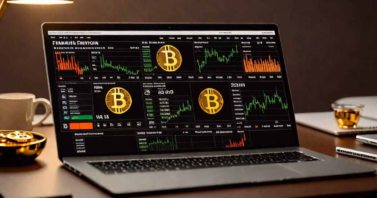 A laptop displaying Franklin Templetons crypto fund dashboard with Bitcoin price charts