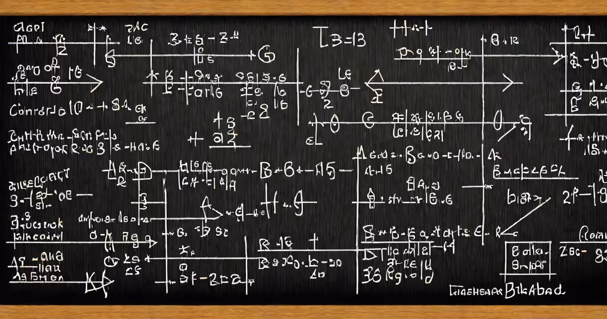 Blackboard with mathematical equations and sequences written in chalk
