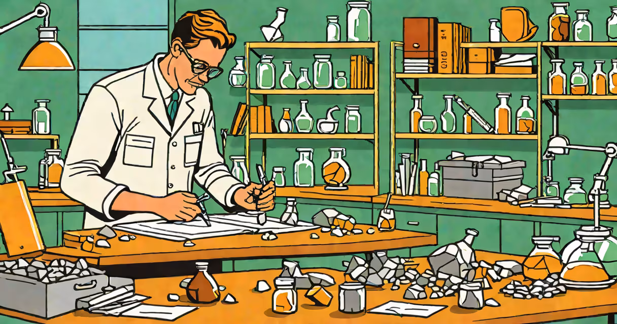 Geologist examining rock samples in a laboratory setting