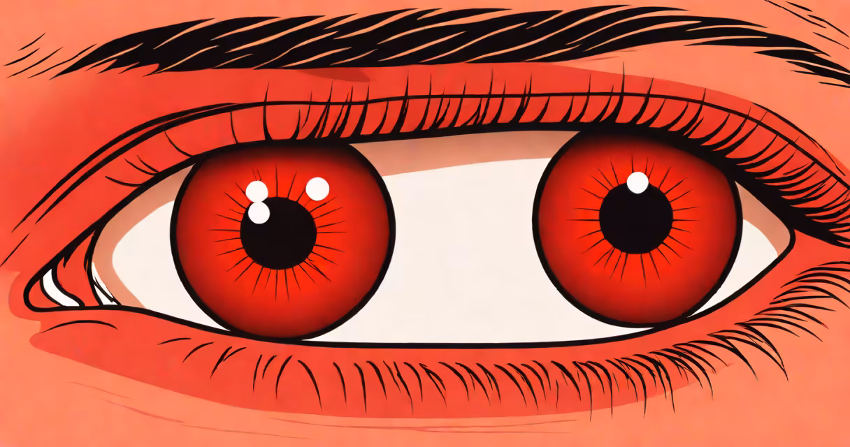 Close-up of a persons red and irritated eye