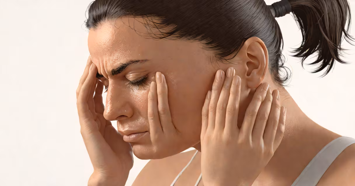 Person wiping sweat from forehead with a concerned expression