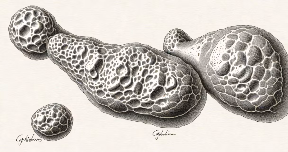 Ultrasound image showing gallstones in the gallbladder