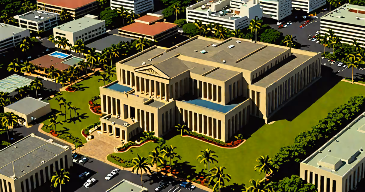 Aerial view of the Hawaii State Library in Honolulu