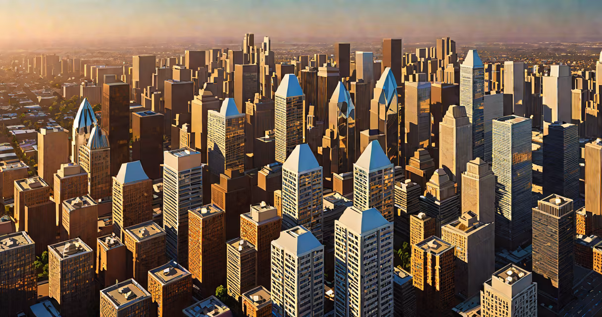 Skyline of diverse city buildings representing commercial real estate investments