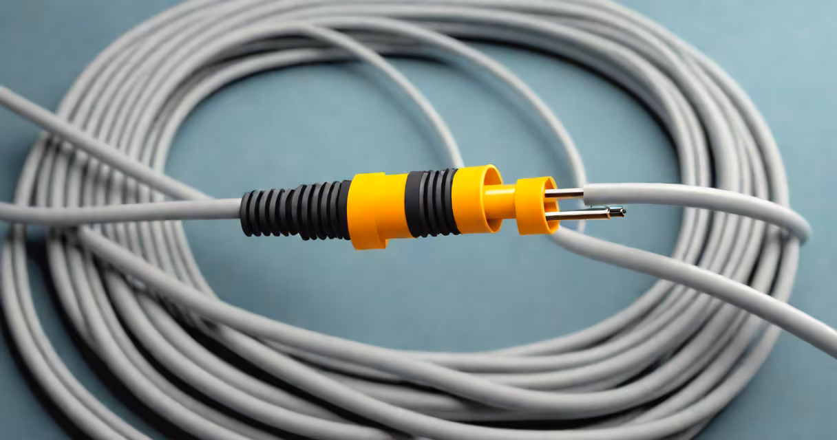 Ethernet cable with measurement tape showing 100-meter mark