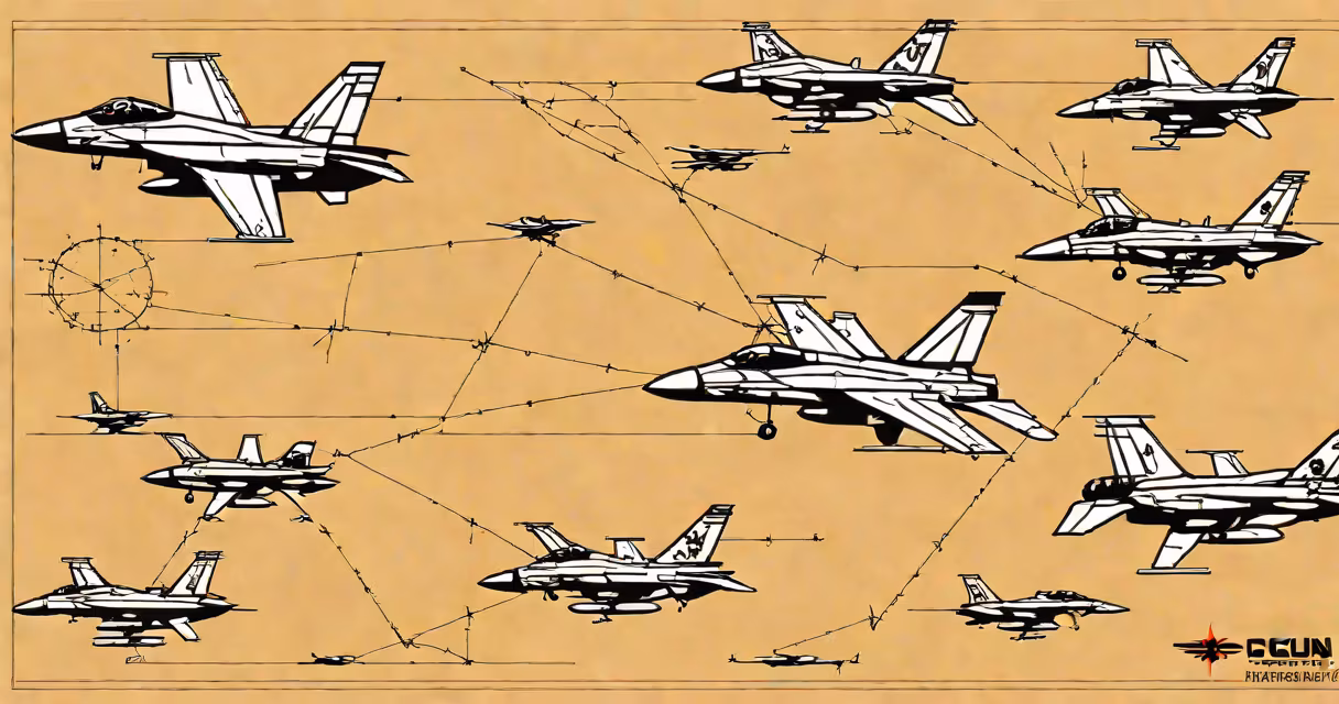 Fighter jets performing aerial maneuvers over a desert training range