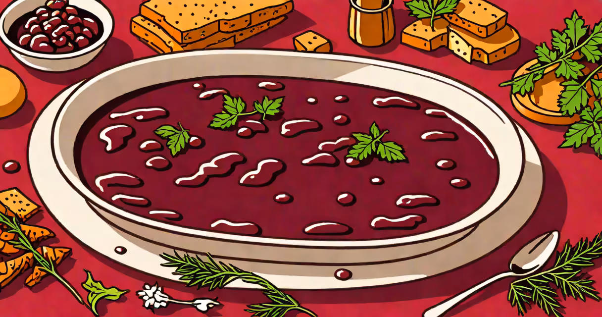 Pan of red wine gravy with beef drippings and herbs