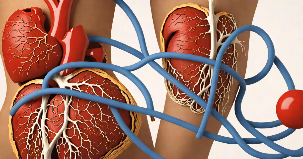 Diagram showing blood flow restriction in coronary arteries causing angina