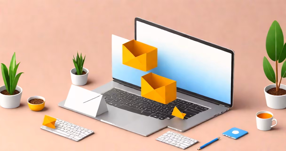 Laptop screen displaying an open email setup page