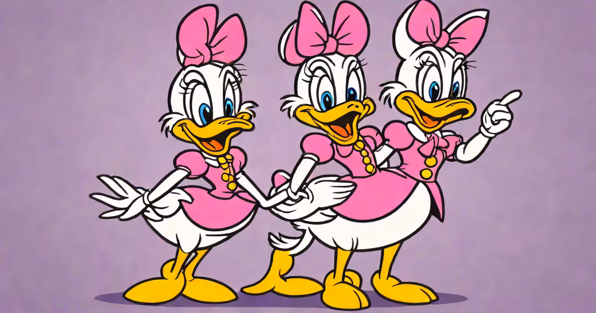 Studio illustration of Daisy Duck in her iconic outfit