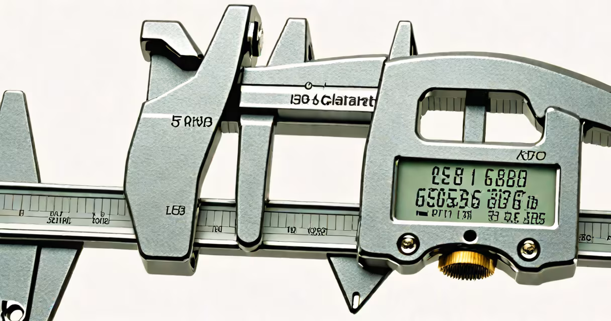 Close-up of a caliper displaying 5/8 inch and 15.875mm measurements