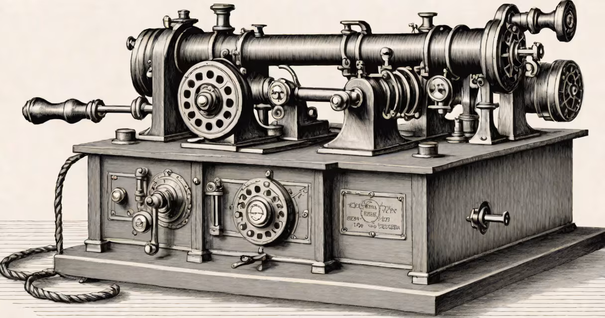 Vintage telegraph machine with Morse code key and sounder