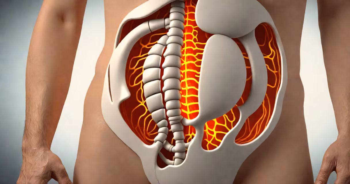 Anatomical diagram highlighting the right lower abdomen and reproductive organs
