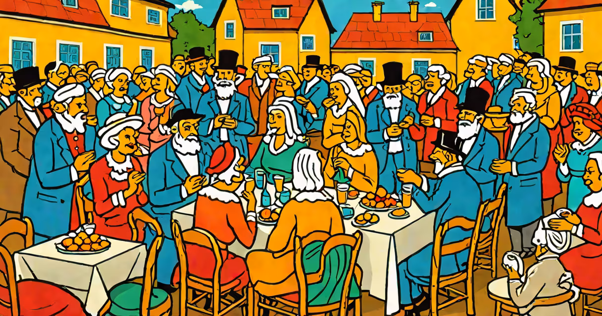 A group of people gathered for a traditional Polish matchmaking event in Wielkopolska