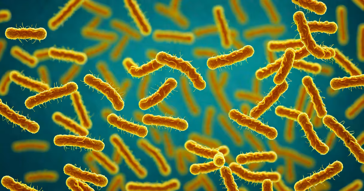 Microscopic view of E. coli bacteria