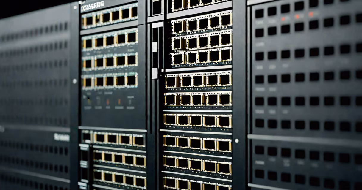 Rack-mounted cascading ethernet switches in a server room