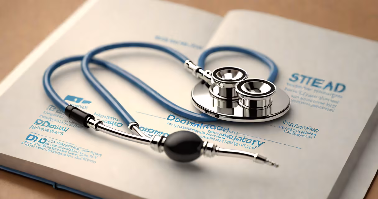 Stethoscope on a dermatology textbook