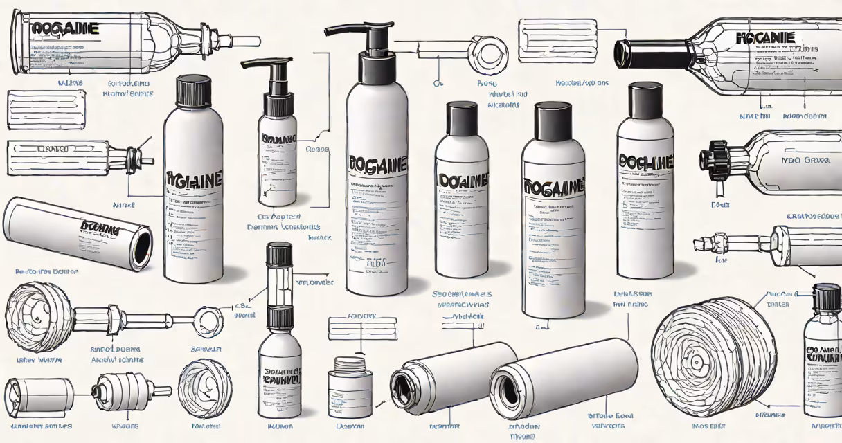 Side-by-side comparison of Rogaine foam and liquid bottles