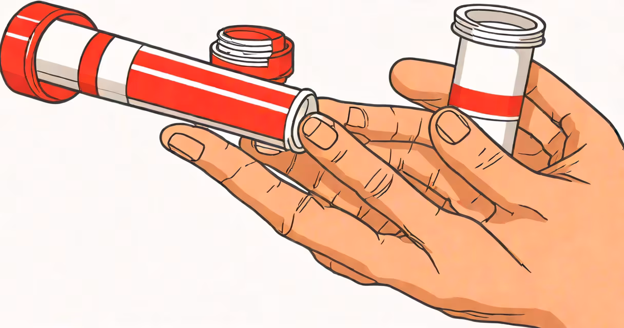 A tube of ointment for itchy skin next to a hand showing red, irritated skin