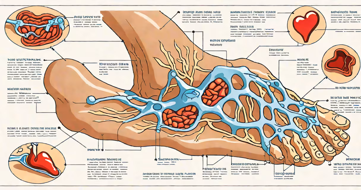 Medical illustration showing foot swelling caused by heart-related fluid retention