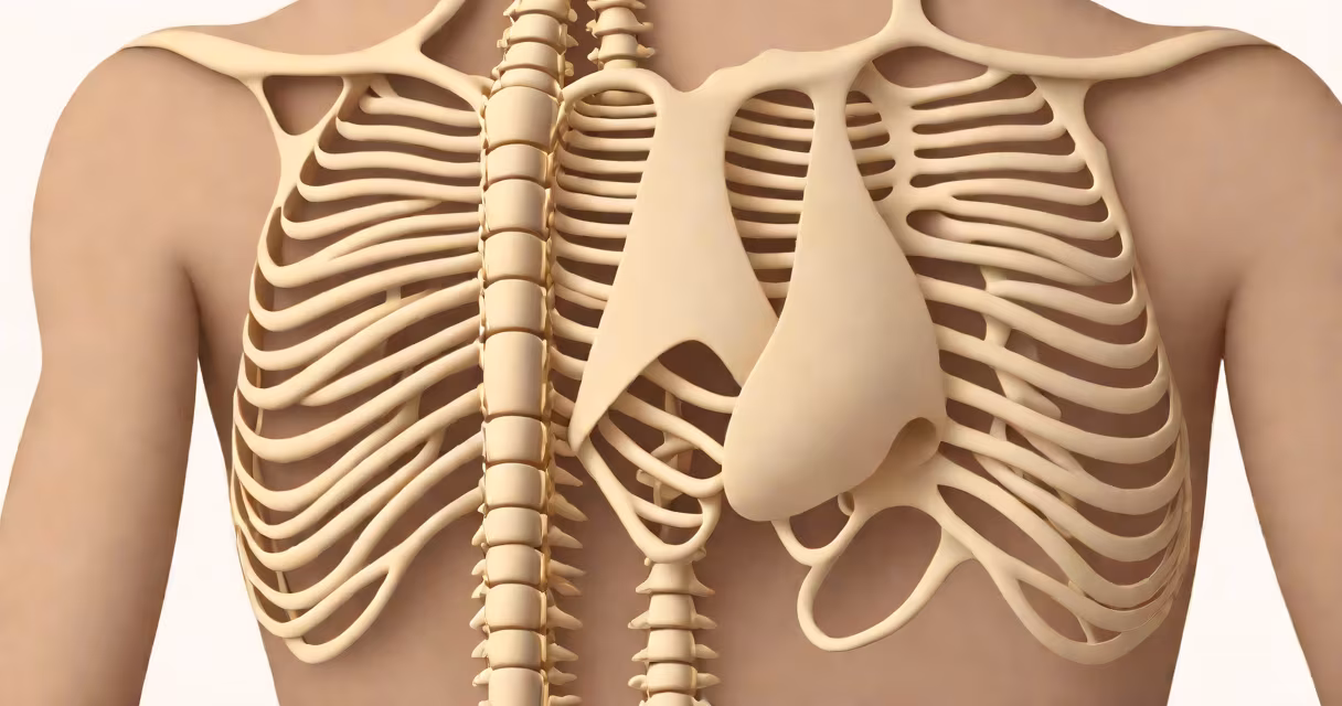 Anatomical illustration of the sternum and surrounding structures