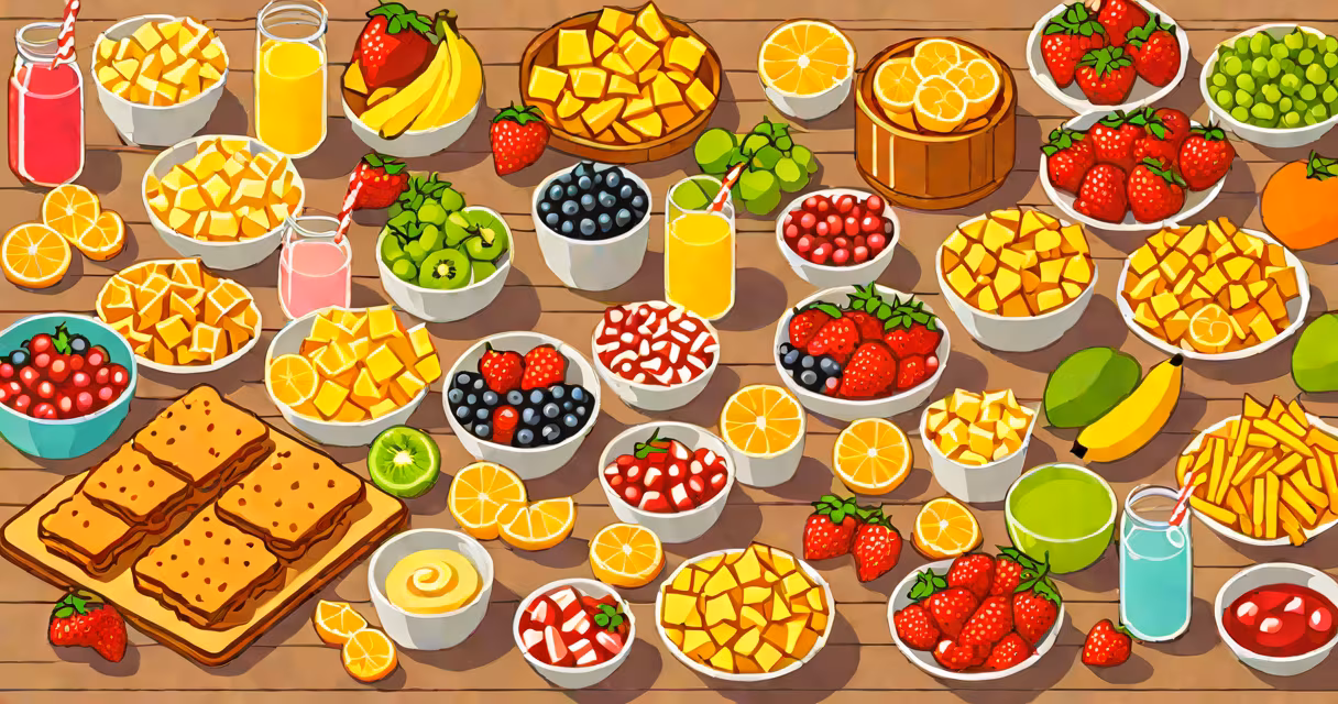 Assorted healthy snacks on a wooden table