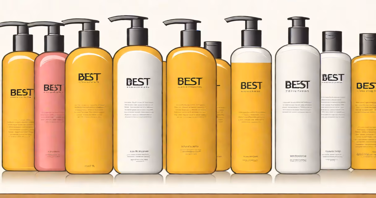 Bottles of hair regrowth shampoo lined up on a countertop