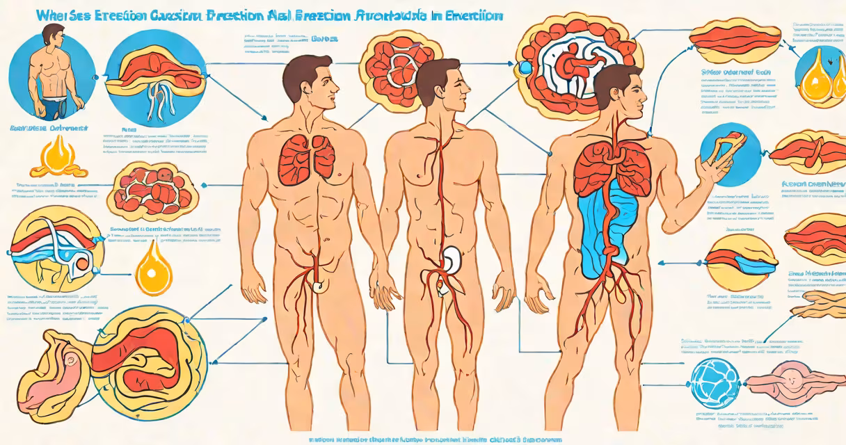Diagram showing the physiological process of male erection