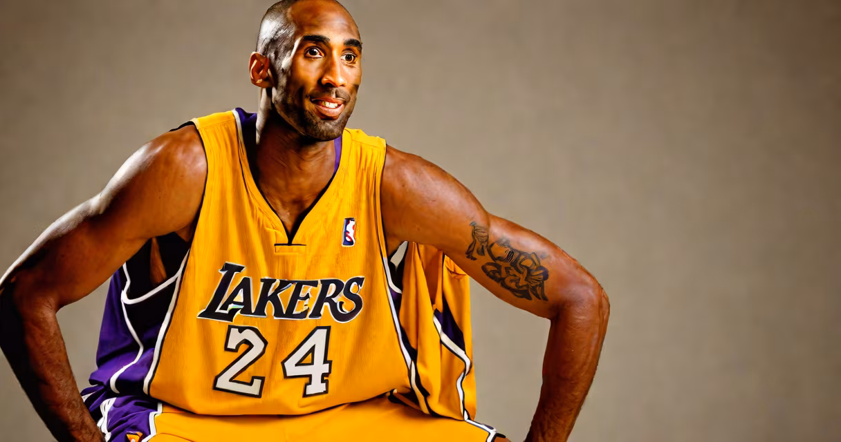 Portrait of Kobe Bryant in a Los Angeles Lakers jersey