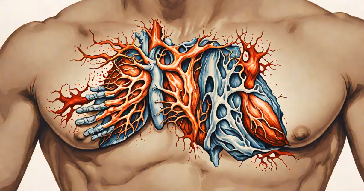 Anatomical illustration of human torso highlighting chest area