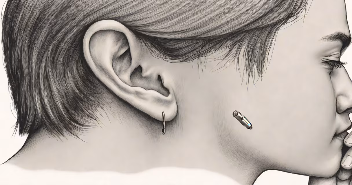 A person holding a hearing aid next to their ear