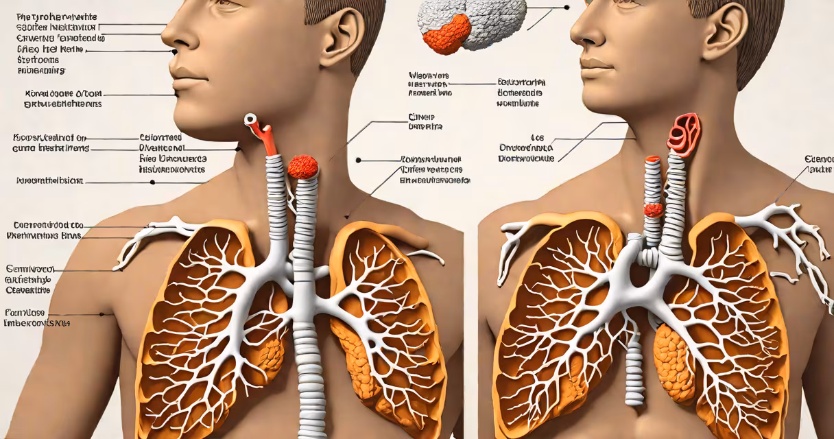 Diagram of the human respiratory system highlighting bronchioles