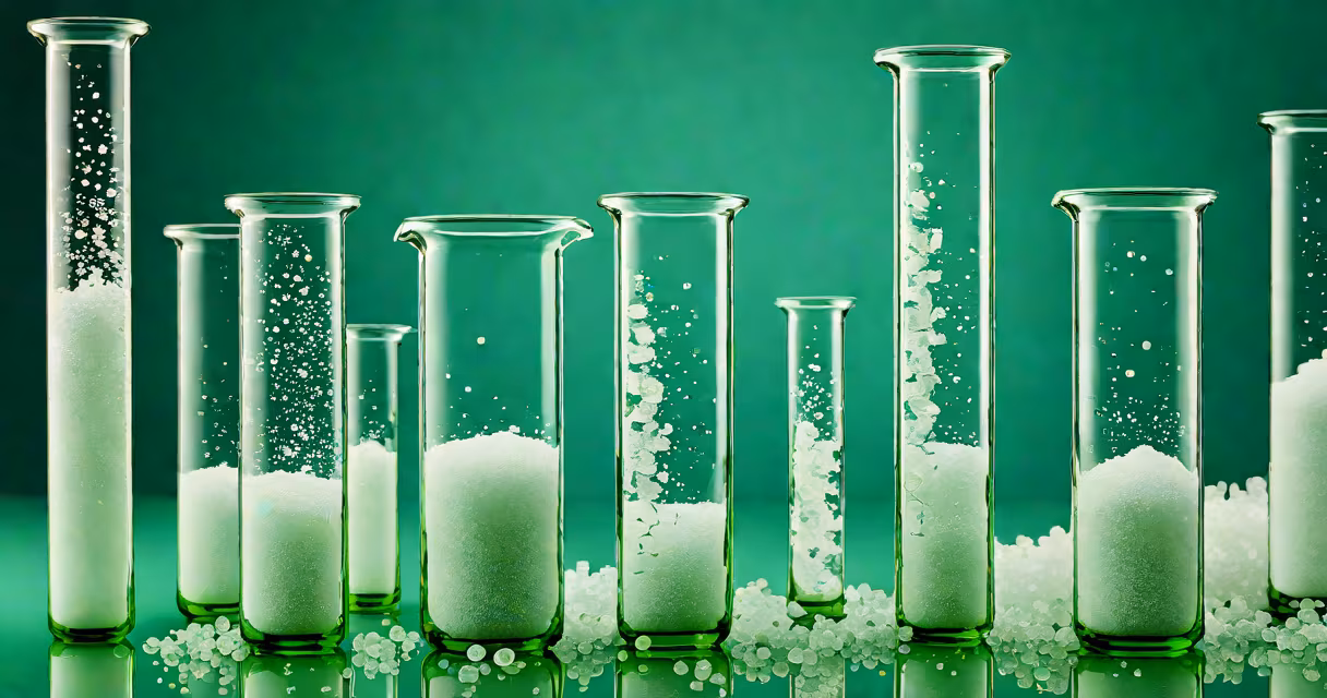 Test tubes showing clear and cloudy solutions from a chemical reaction