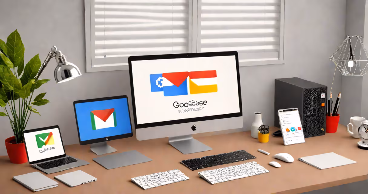 Laptop displaying Google Workspace admin console with business Gmail setup options