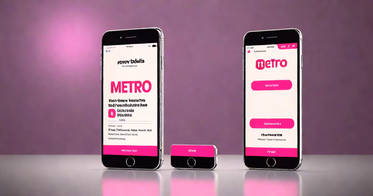 A smartphone displaying the Metro by T-Mobile app with promotional offers visible