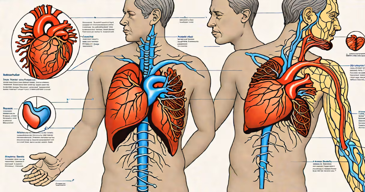 Illustration of a human torso showing acid reflux and heart anatomy