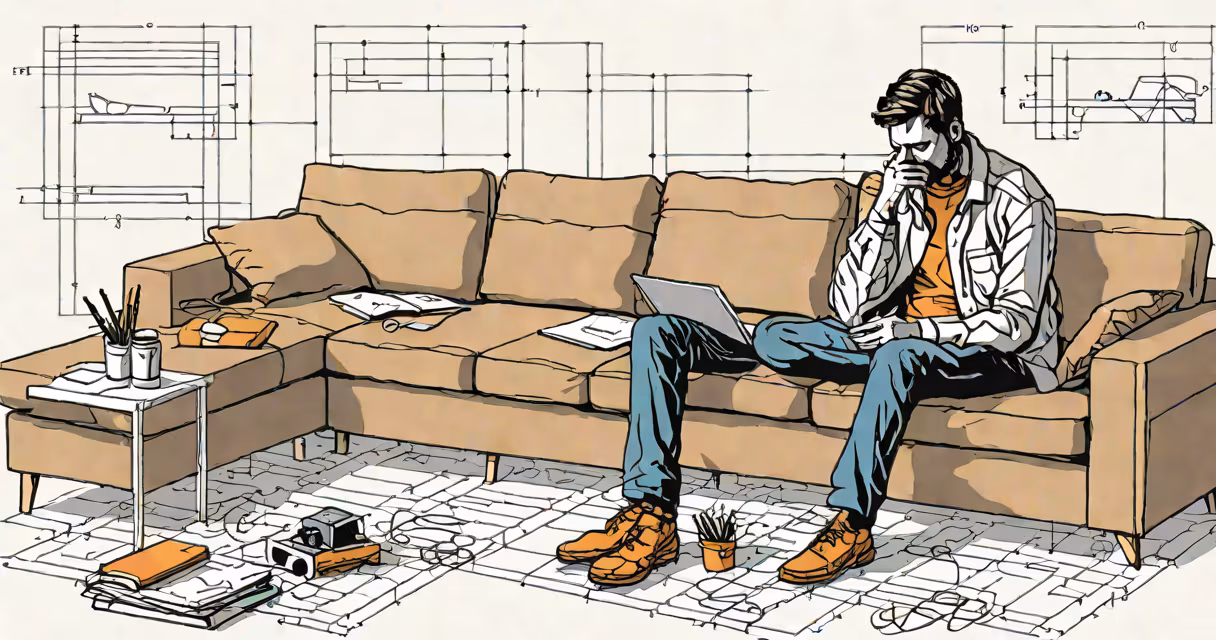 A person sitting on a couch looking exhausted