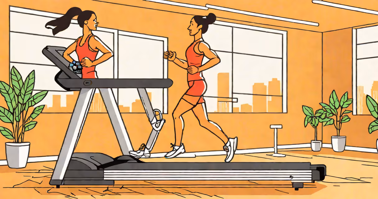 Person running on treadmill in athletic gear