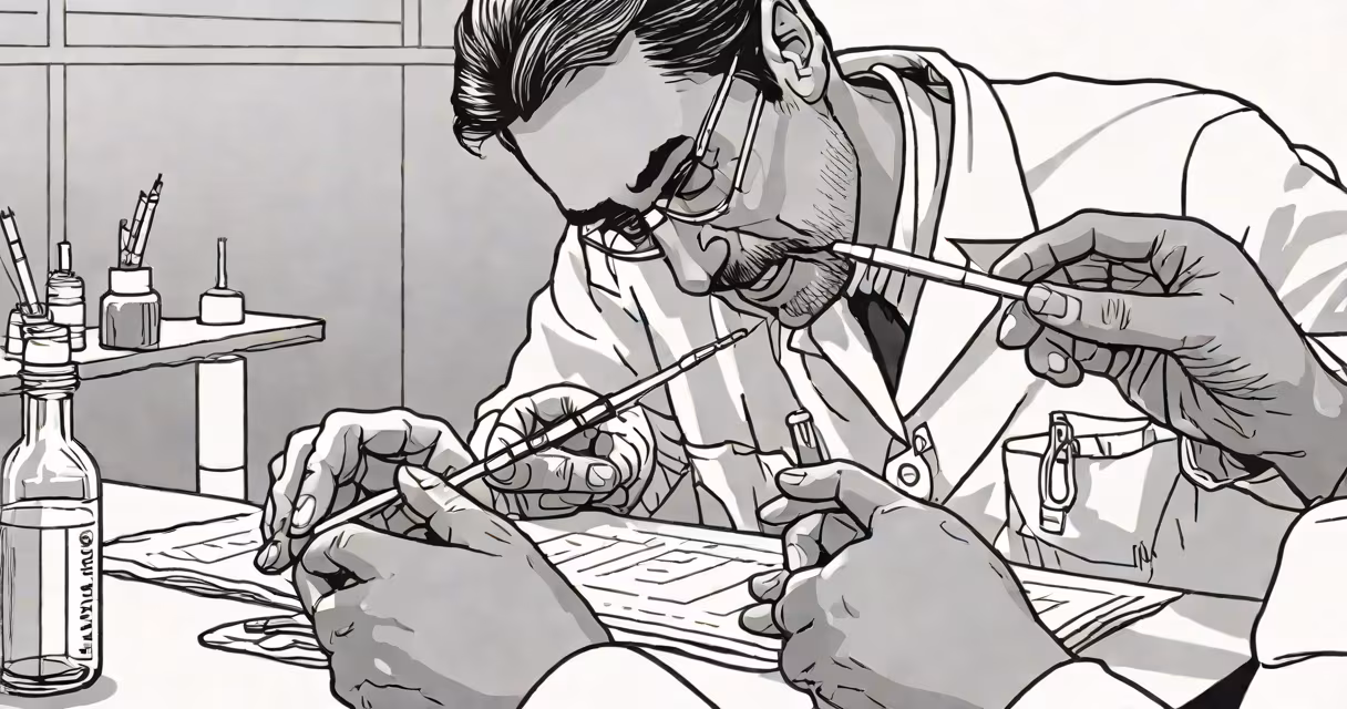 Pharmacist preparing a syringe with flu vaccine in a clinic setting