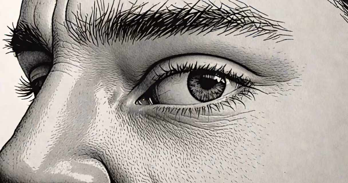 Close-up of a person rubbing their left eye, which appears red and irritated