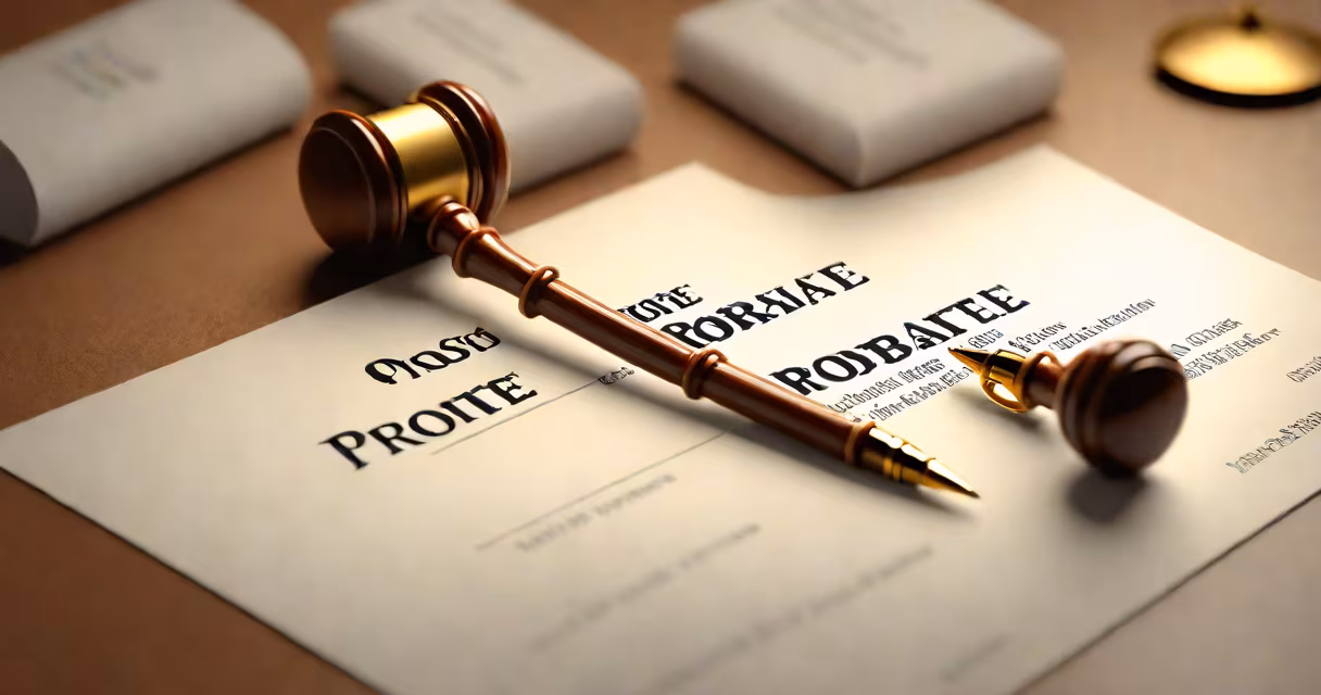 Close-up of probate court documents with a pen