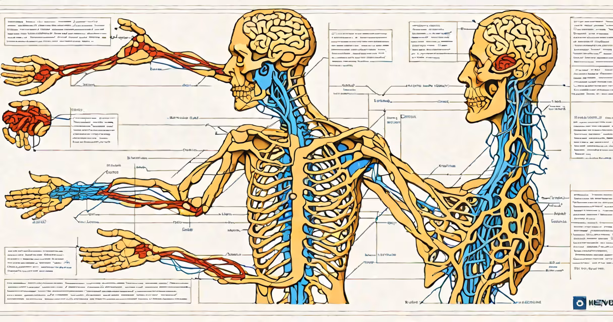 Medical illustration showing nerve pathways and areas affected by numbness