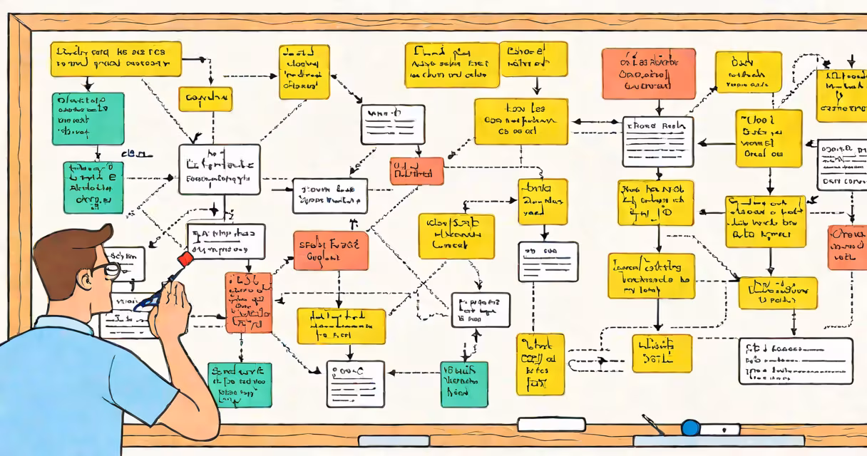 Diagram of a complex sentence on a whiteboard