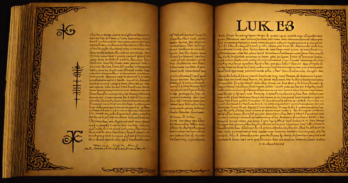 Ancient illuminated manuscript page showing Luke 18:1-8