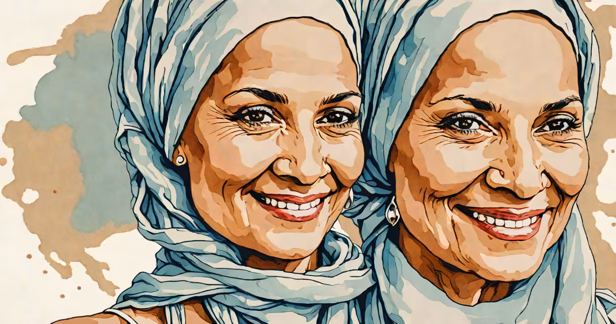 A person wearing a headscarf with a gentle smile