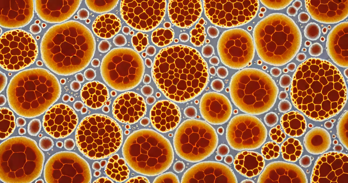 Microscope slide showing bone marrow cells stained for examination