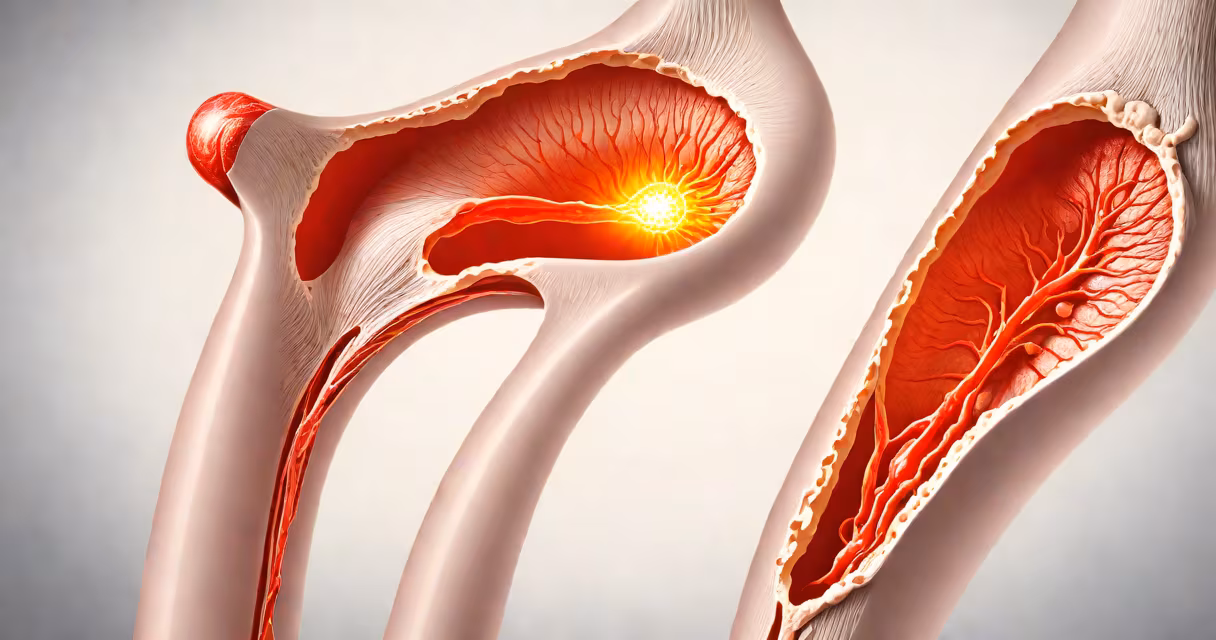 Illustration of uterus with highlighted areas showing cramp points
