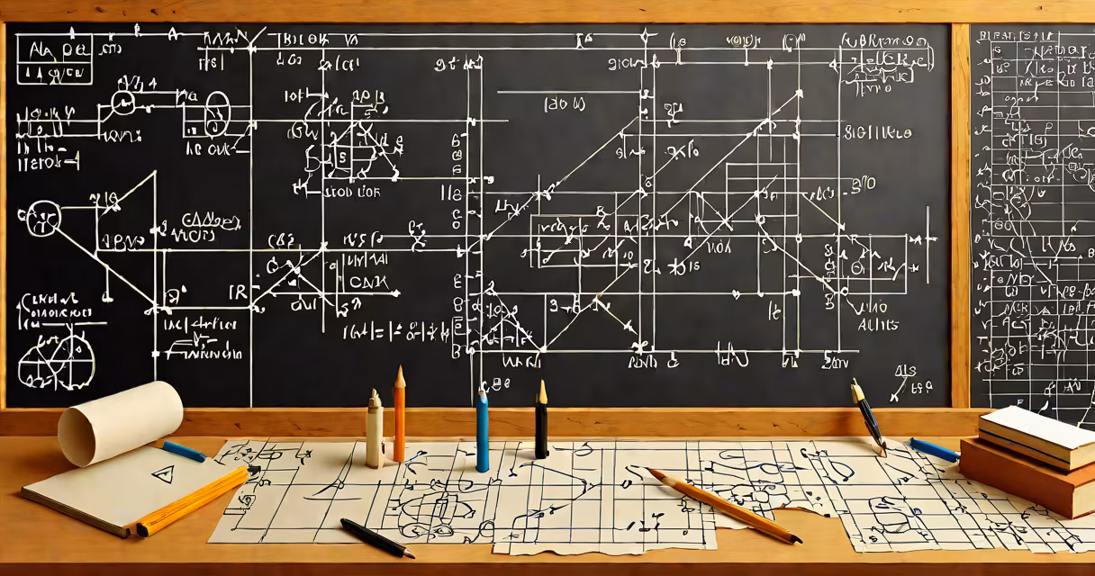 A blackboard with mathematical equations written in chalk