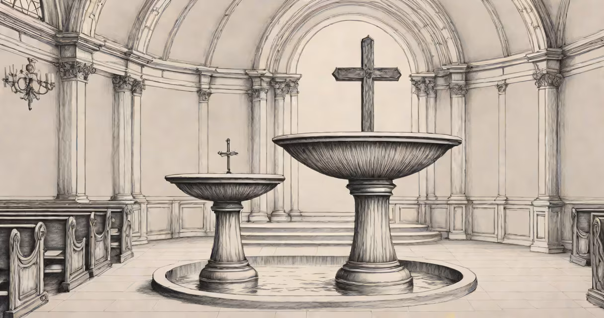A baptismal font in a Church of Christ sanctuary