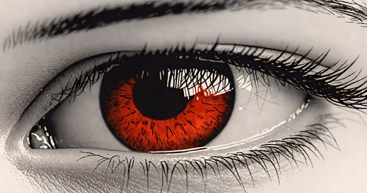 Close-up of a persons eye showing a small red area on the sclera